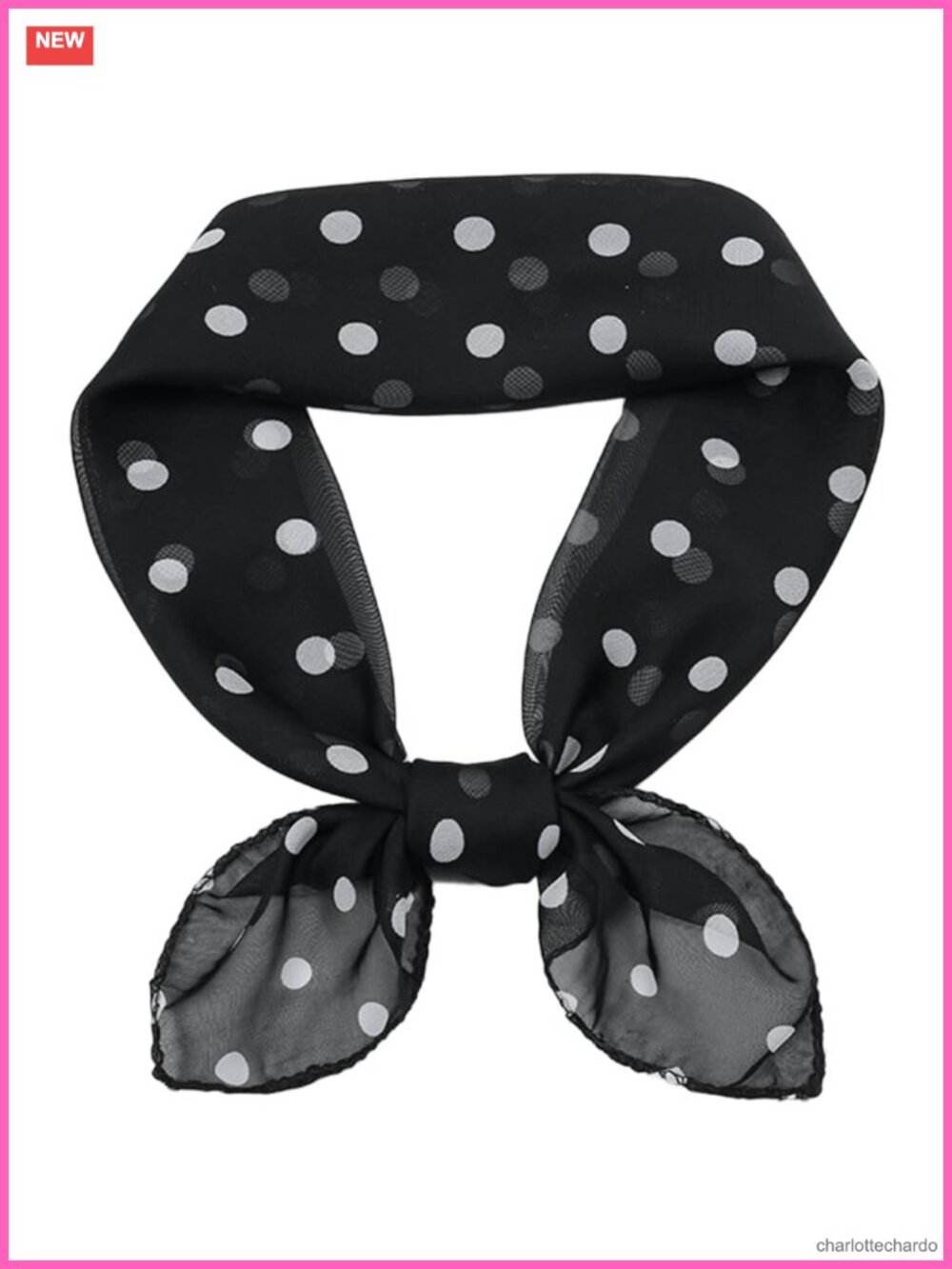 Chiffon Silk Square Polka Dot Head Scarf Wrap